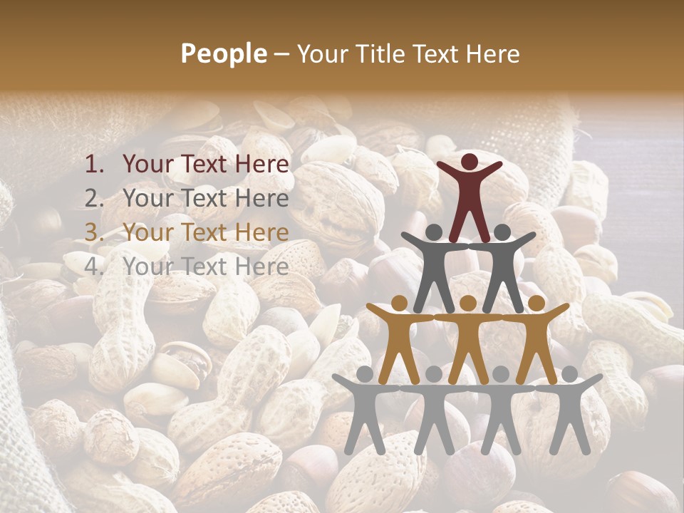 A Sack Full Of Nuts On A Wooden Table PowerPoint Template