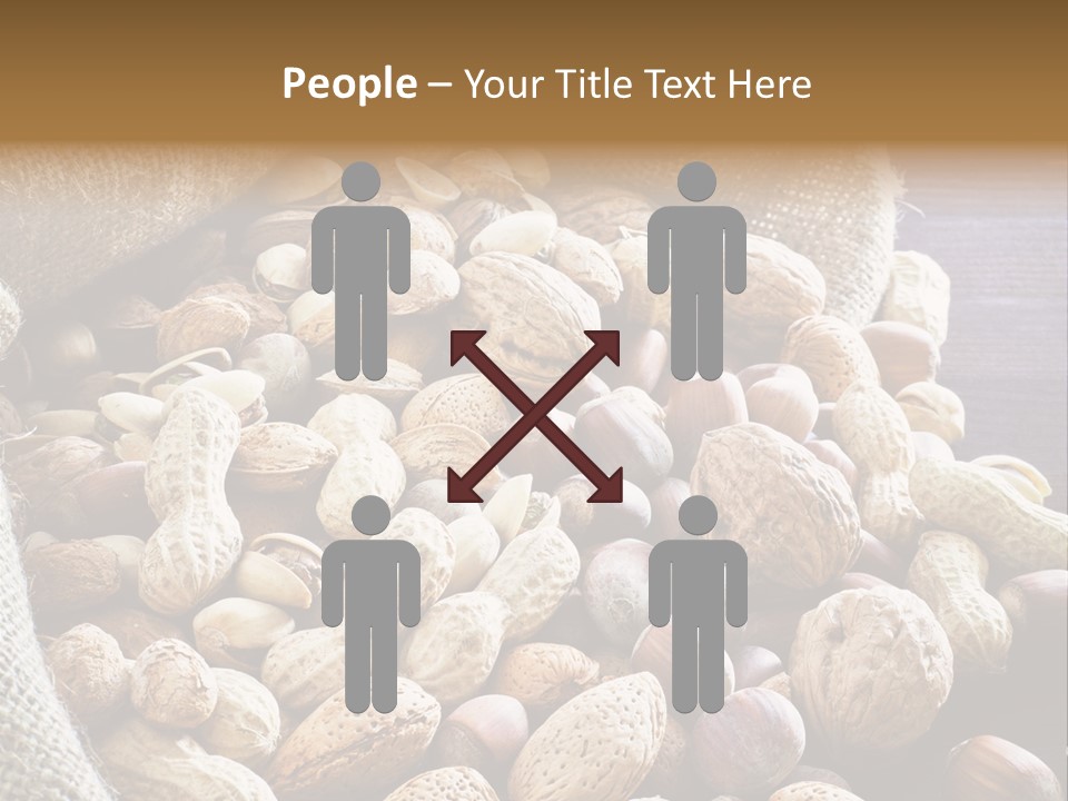 A Sack Full Of Nuts On A Wooden Table PowerPoint Template
