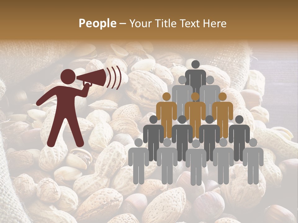 A Sack Full Of Nuts On A Wooden Table PowerPoint Template