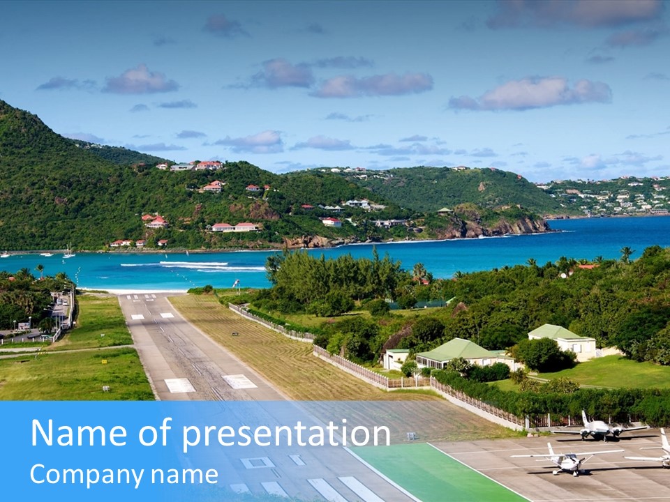 St Barth Airplane Runway PowerPoint Template