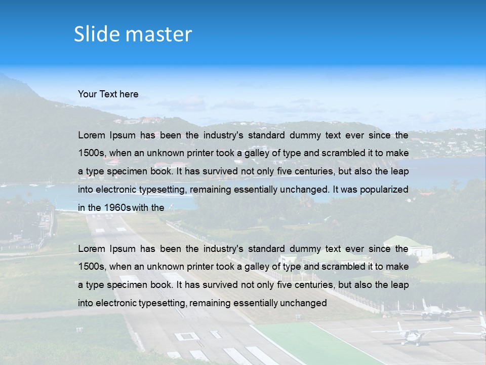 St Barth Airplane Runway PowerPoint Template