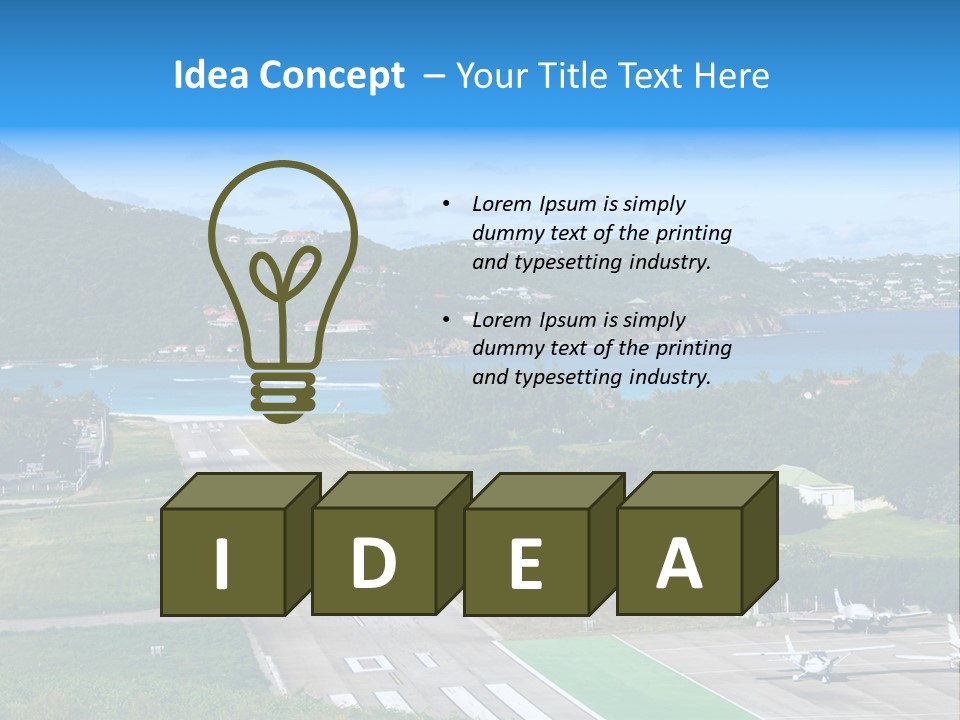 St Barth Airplane Runway PowerPoint Template