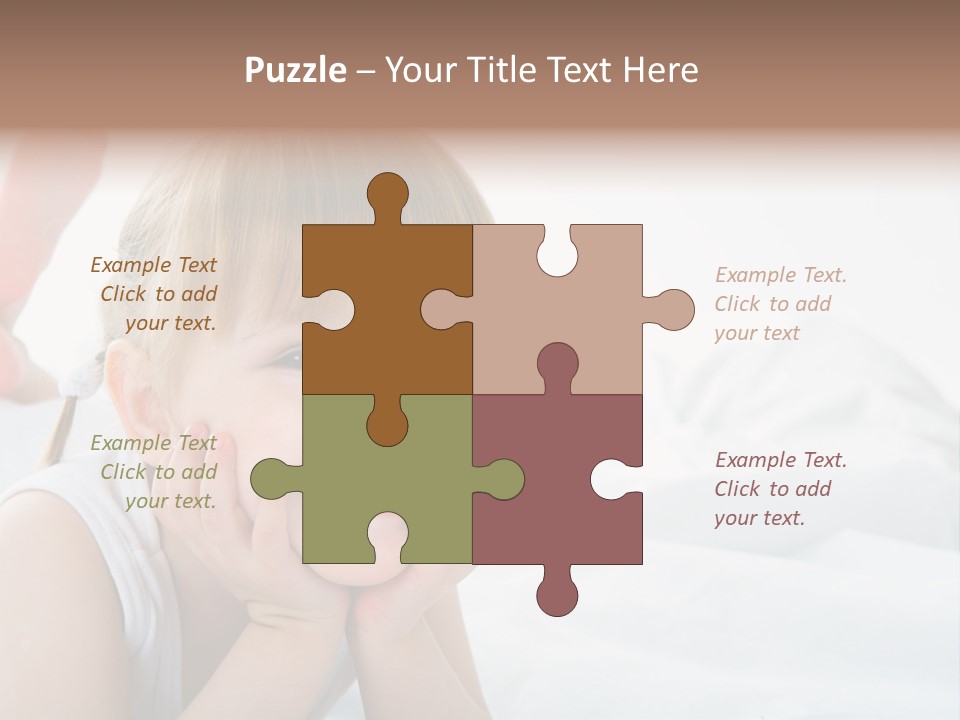 A Little Girl Laying On A Bed With Her Hands On Her Face PowerPoint Template