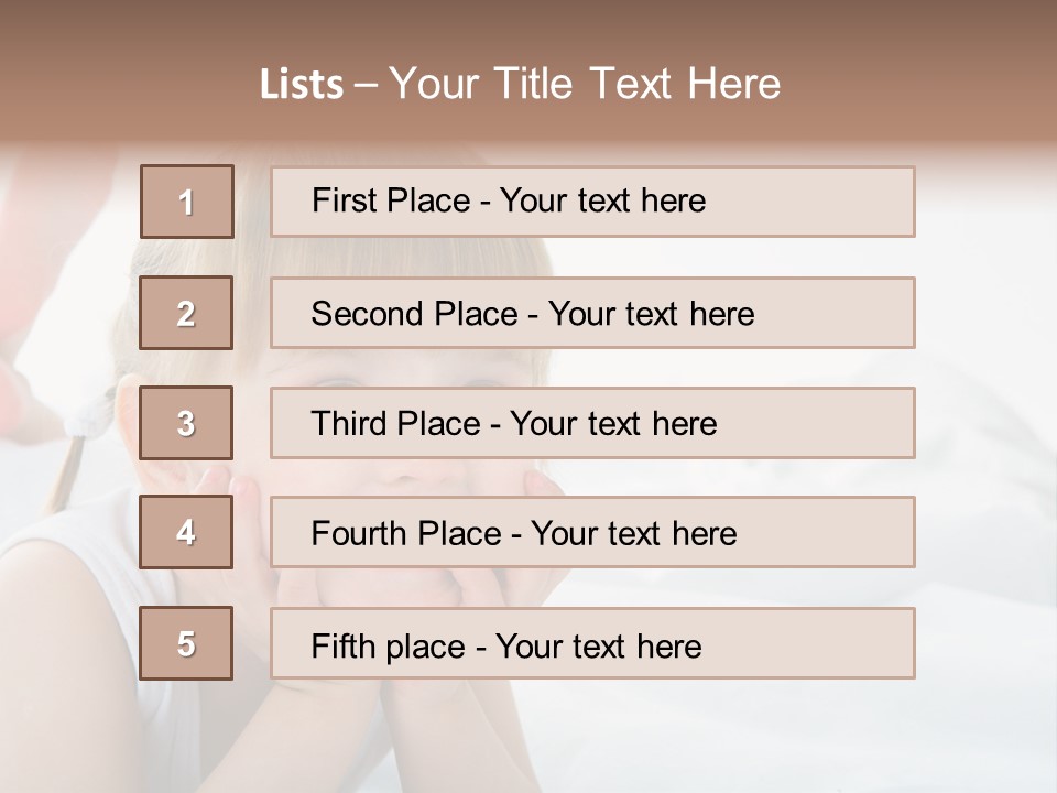 A Little Girl Laying On A Bed With Her Hands On Her Face PowerPoint Template