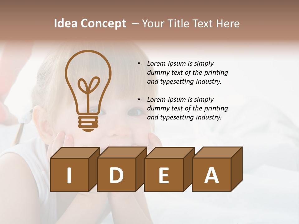 A Little Girl Laying On A Bed With Her Hands On Her Face PowerPoint Template