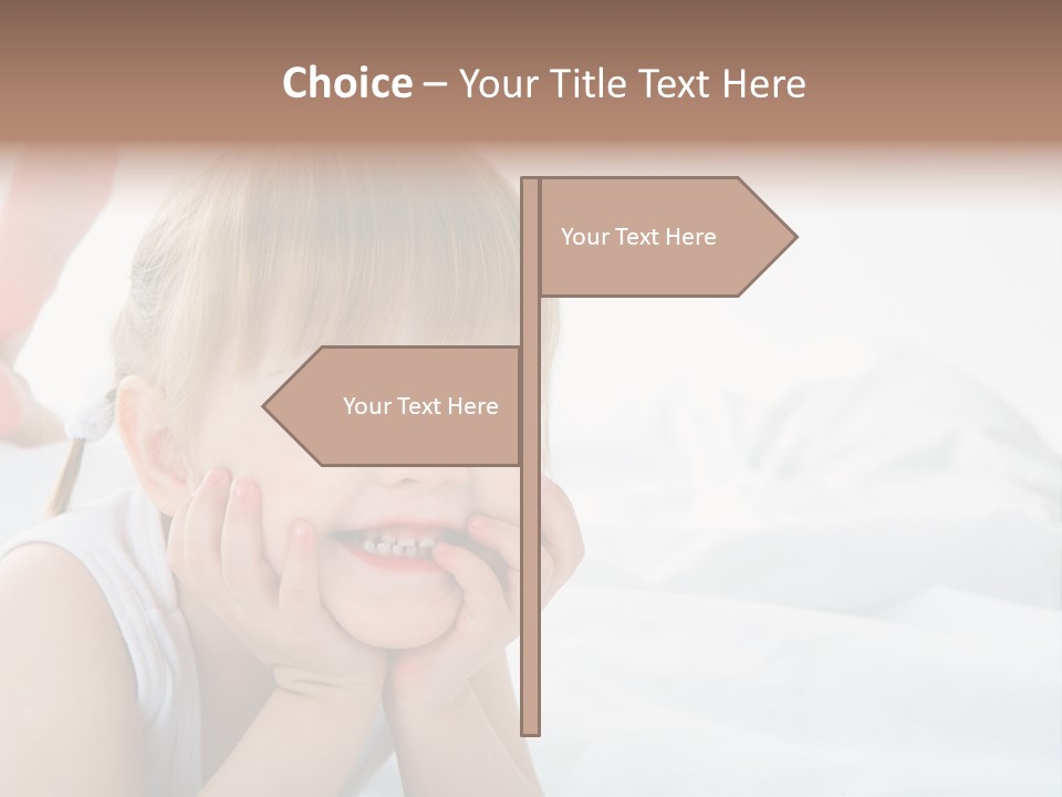 A Little Girl Laying On A Bed With Her Hands On Her Face PowerPoint Template