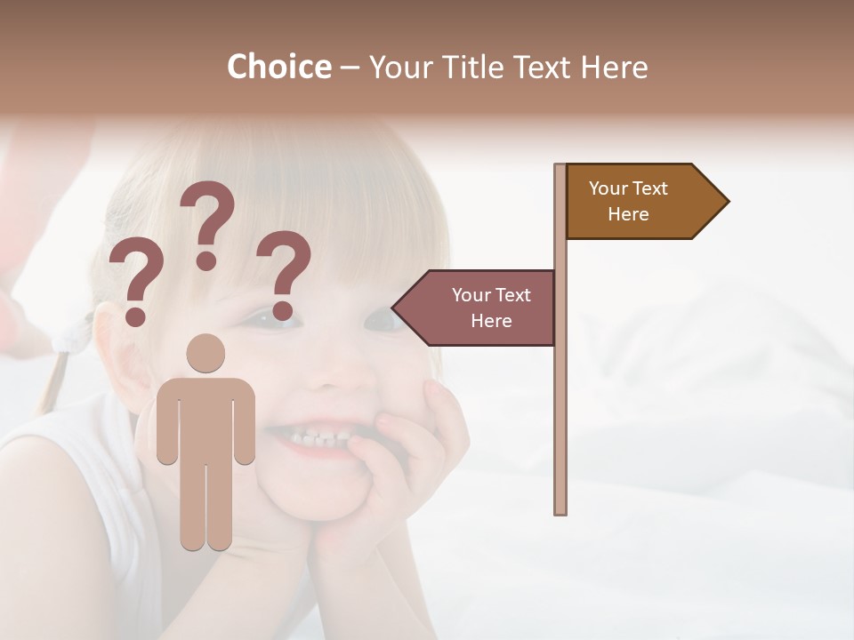 A Little Girl Laying On A Bed With Her Hands On Her Face PowerPoint Template