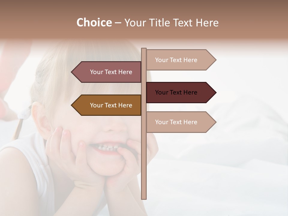 A Little Girl Laying On A Bed With Her Hands On Her Face PowerPoint Template