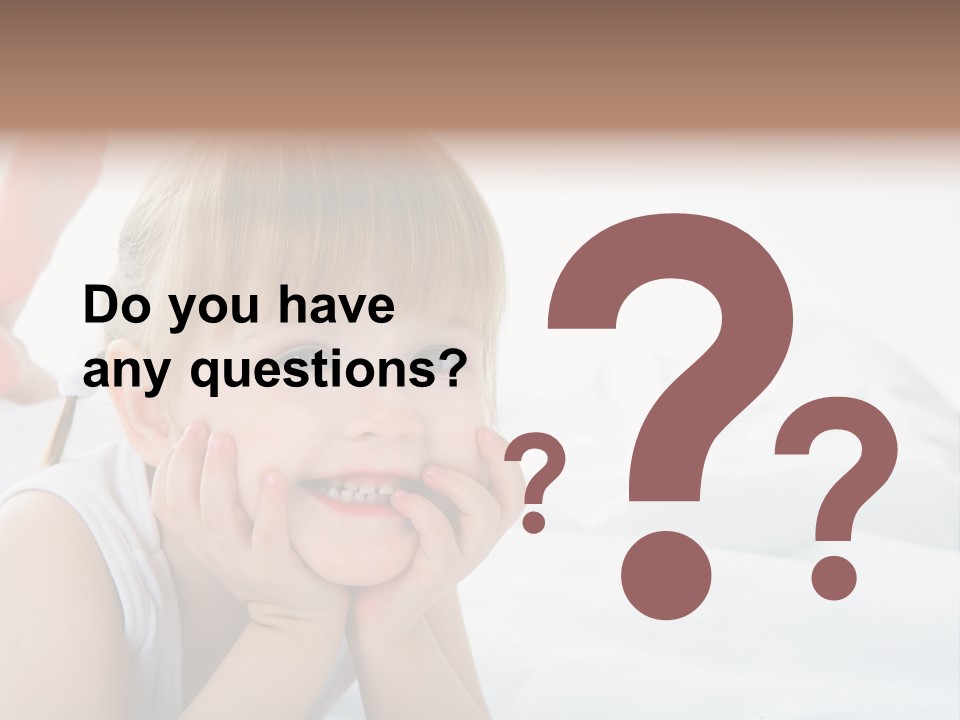 A Little Girl Laying On A Bed With Her Hands On Her Face PowerPoint Template