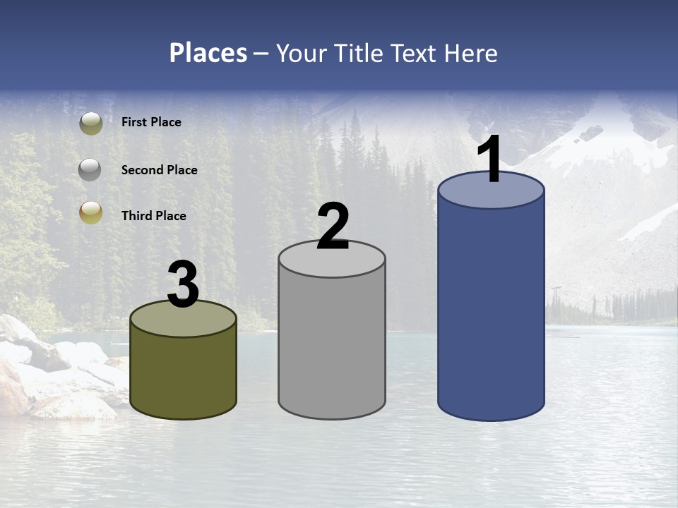 A Mountain Lake Surrounded By Pine Trees With A Blue Sky PowerPoint Template