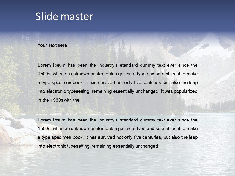 A Mountain Lake Surrounded By Pine Trees With A Blue Sky PowerPoint Template