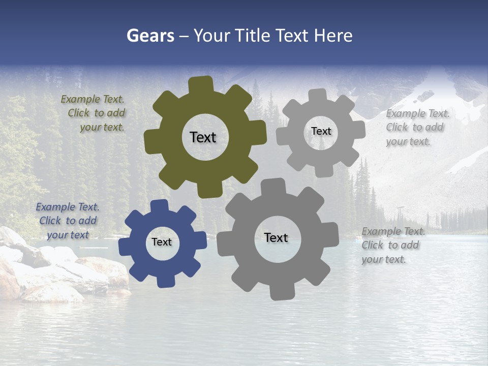 A Mountain Lake Surrounded By Pine Trees With A Blue Sky PowerPoint Template