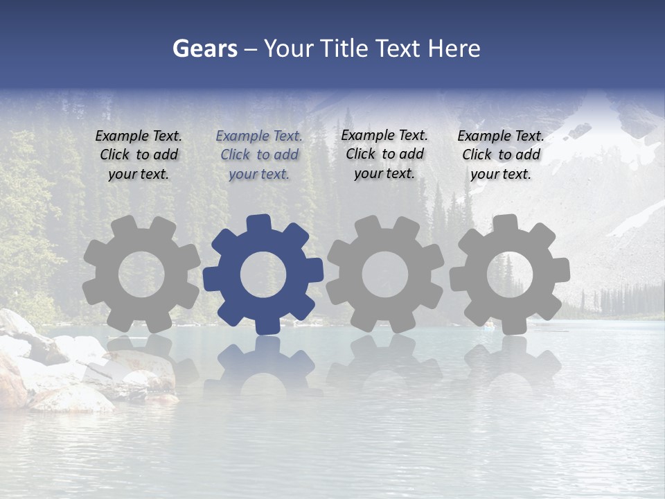 A Mountain Lake Surrounded By Pine Trees With A Blue Sky PowerPoint Template