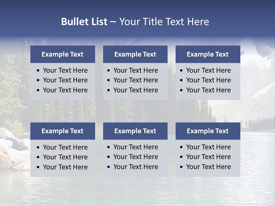 A Mountain Lake Surrounded By Pine Trees With A Blue Sky PowerPoint Template