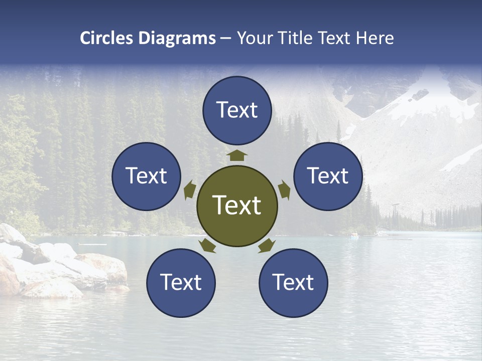 A Mountain Lake Surrounded By Pine Trees With A Blue Sky PowerPoint Template