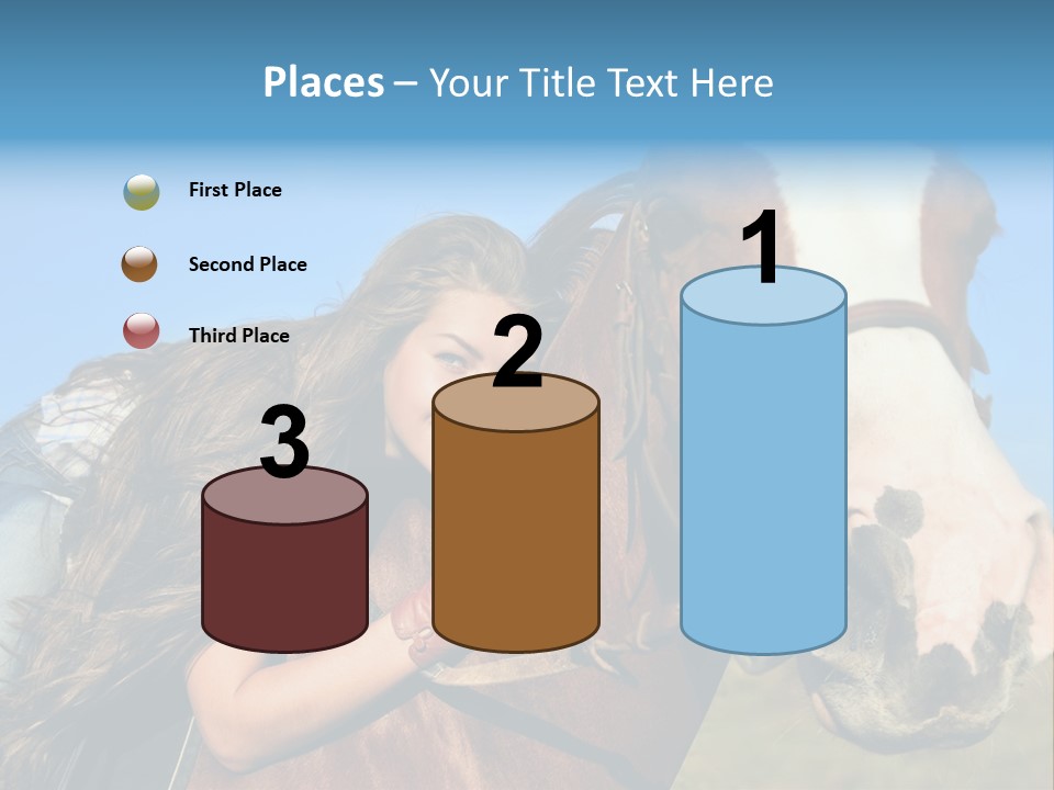 A Woman Is Posing Next To A Horse PowerPoint Template