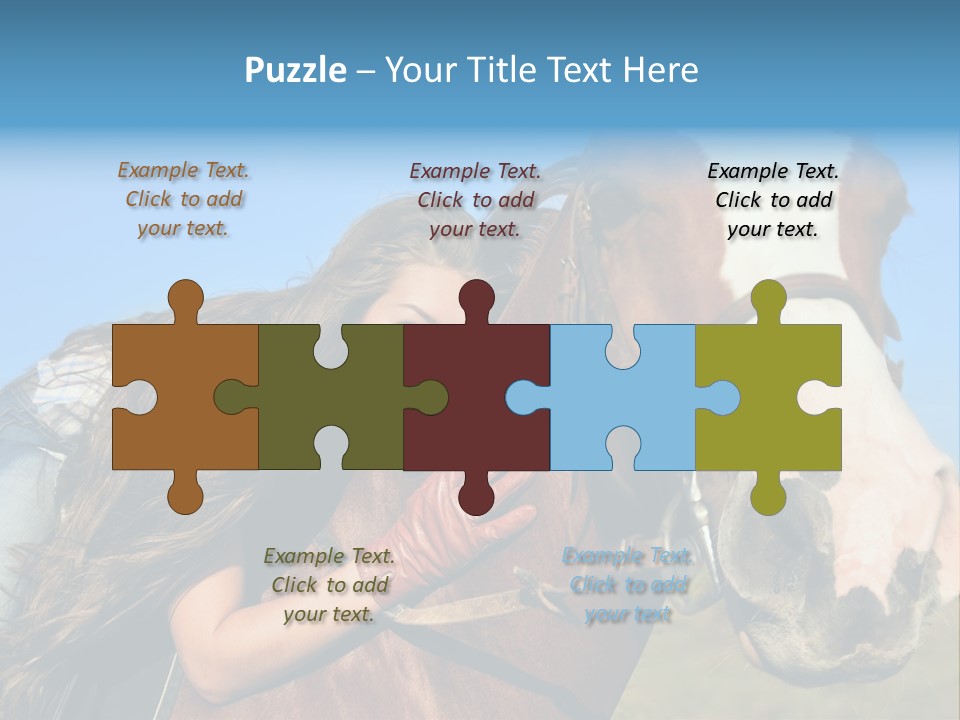 A Woman Is Posing Next To A Horse PowerPoint Template