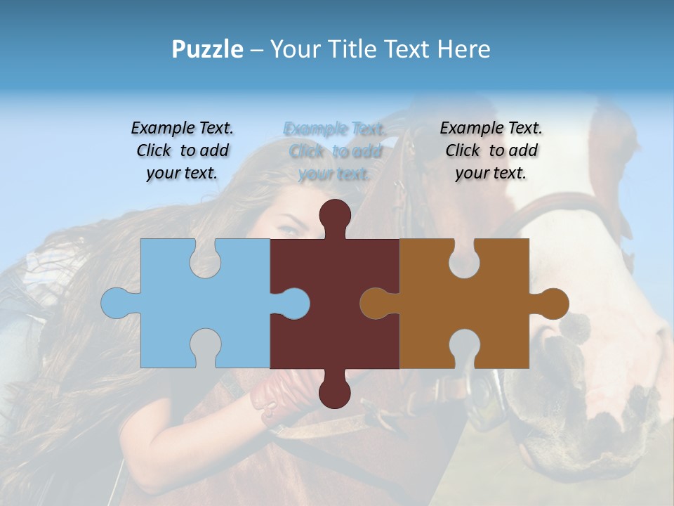 A Woman Is Posing Next To A Horse PowerPoint Template