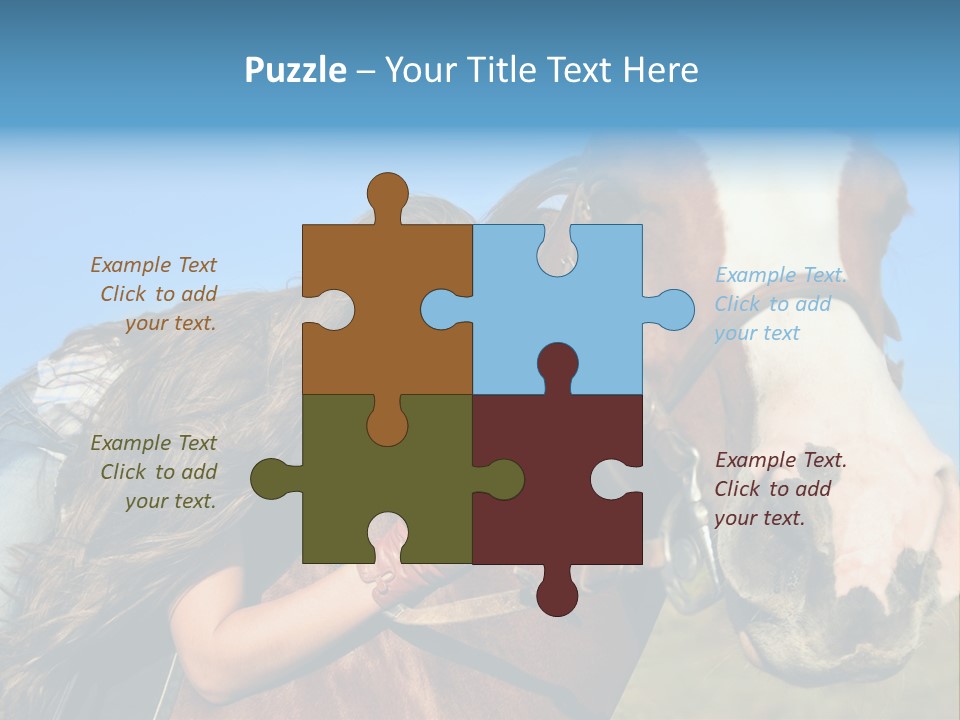 A Woman Is Posing Next To A Horse PowerPoint Template