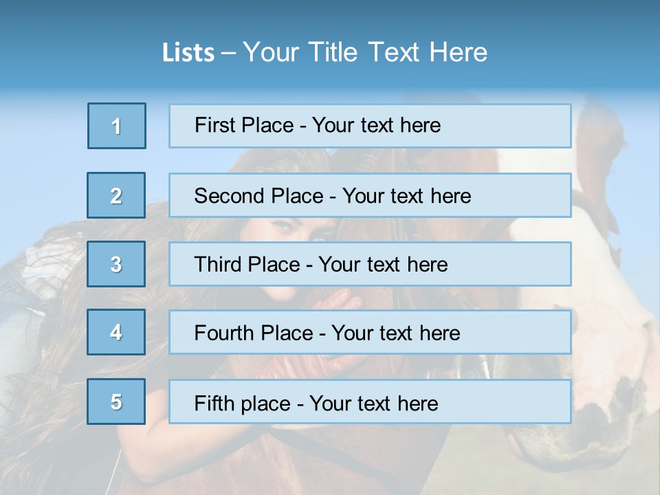 A Woman Is Posing Next To A Horse PowerPoint Template