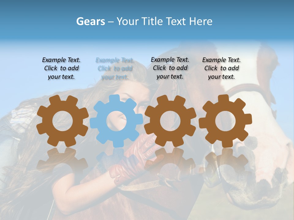 A Woman Is Posing Next To A Horse PowerPoint Template