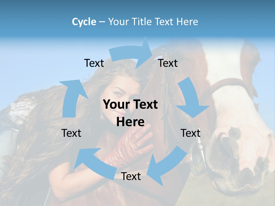 A Woman Is Posing Next To A Horse PowerPoint Template