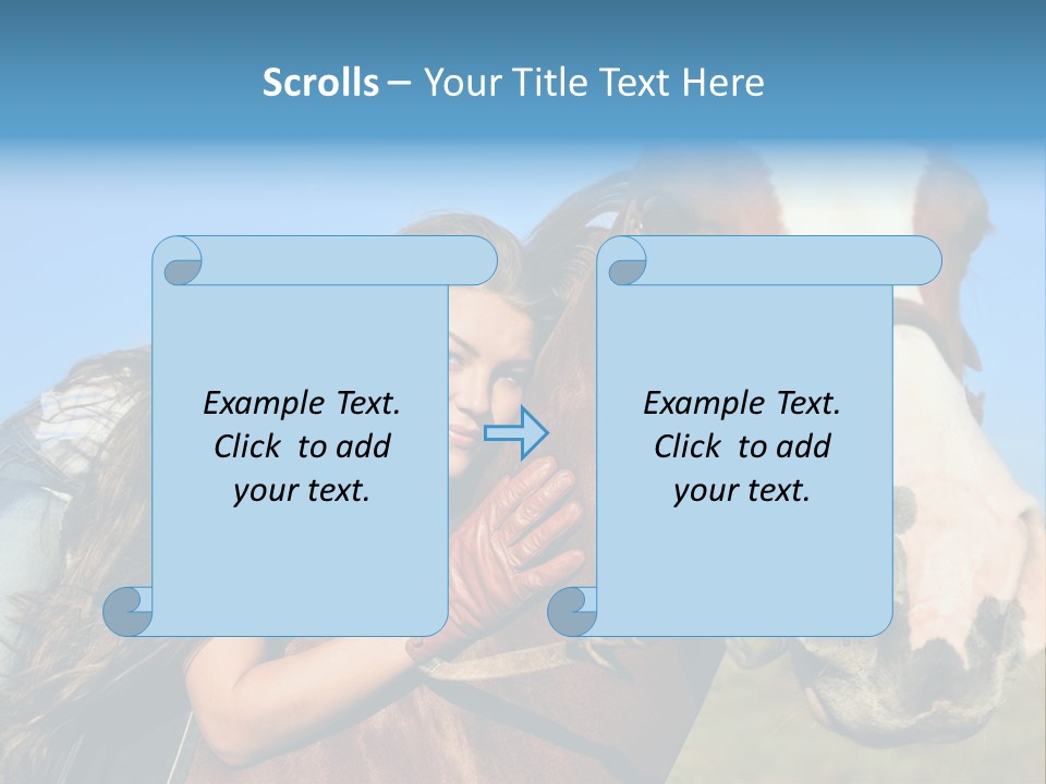 A Woman Is Posing Next To A Horse PowerPoint Template
