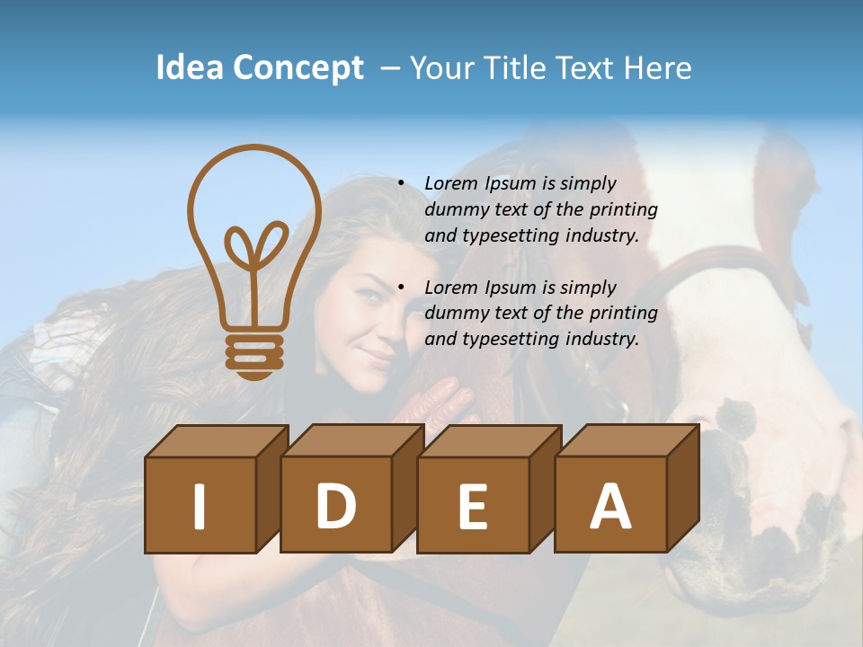 A Woman Is Posing Next To A Horse PowerPoint Template