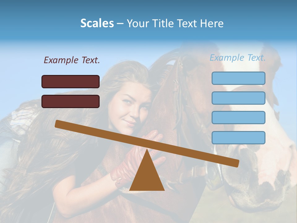 A Woman Is Posing Next To A Horse PowerPoint Template