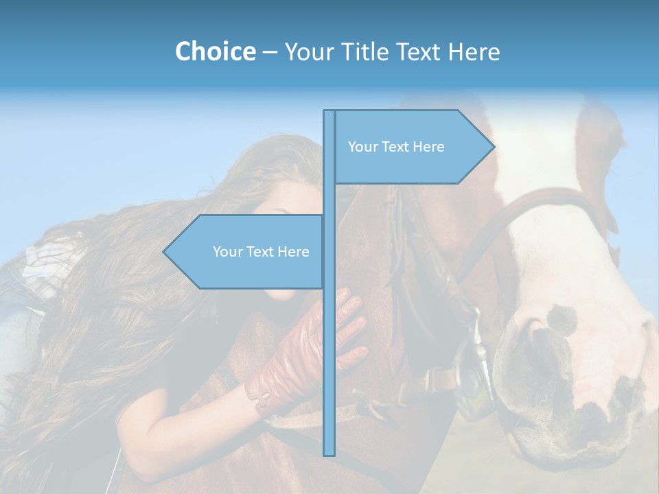 A Woman Is Posing Next To A Horse PowerPoint Template