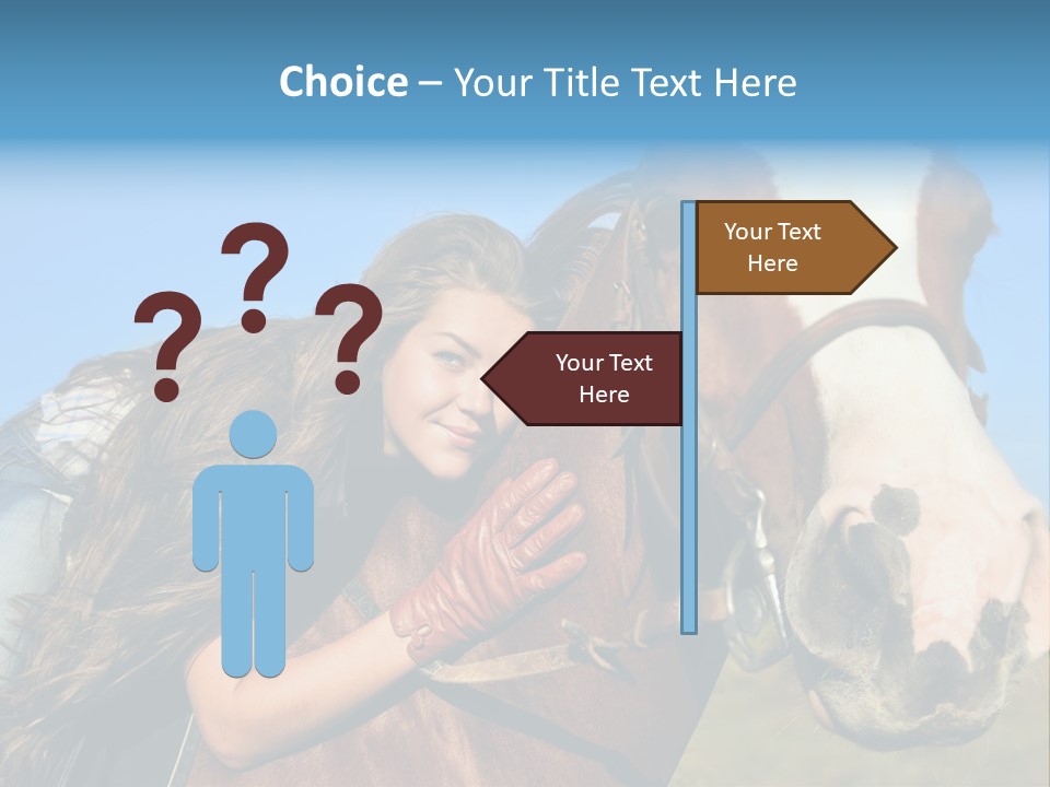 A Woman Is Posing Next To A Horse PowerPoint Template