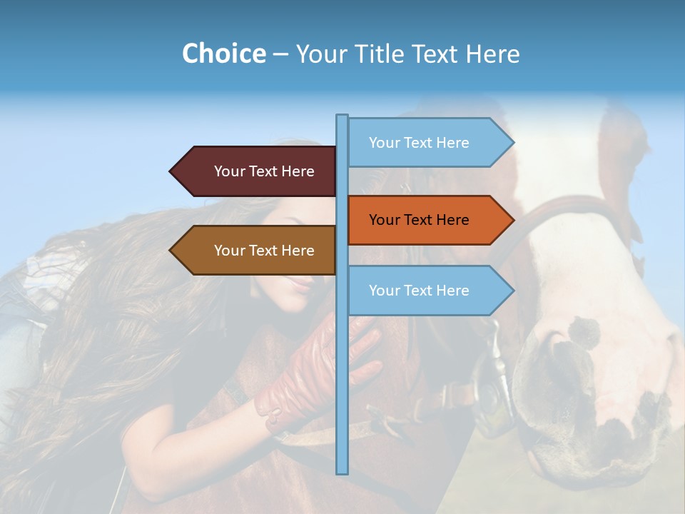 A Woman Is Posing Next To A Horse PowerPoint Template