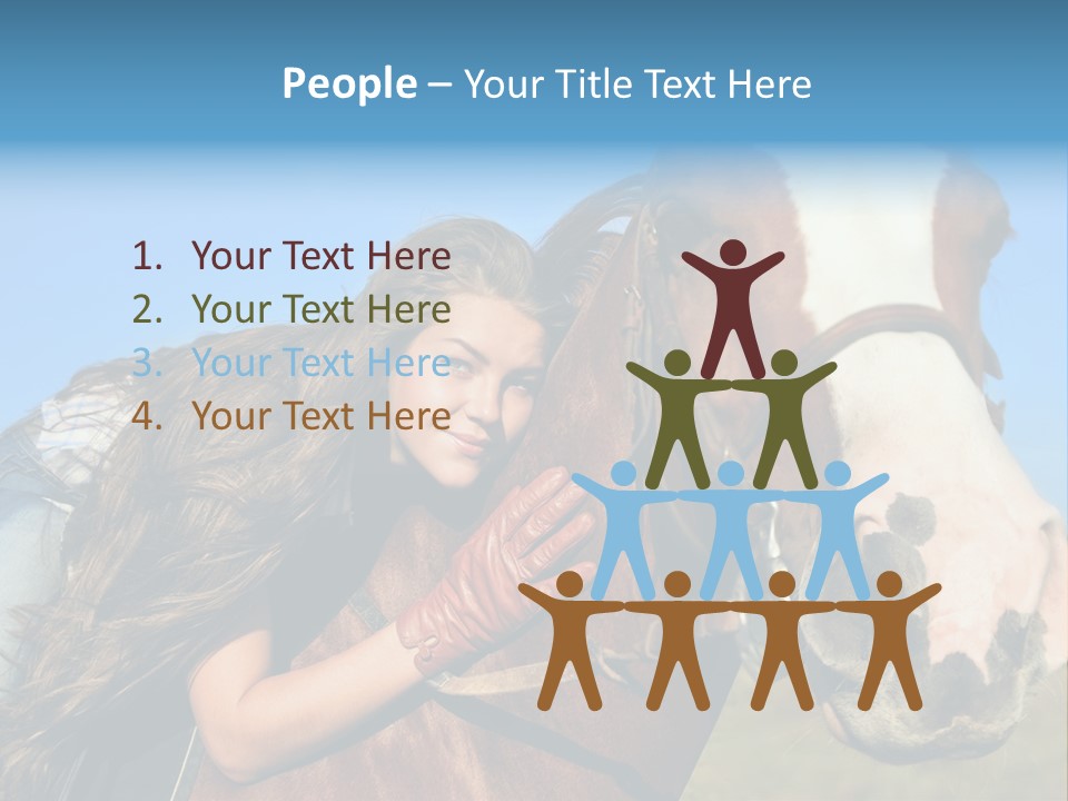 A Woman Is Posing Next To A Horse PowerPoint Template