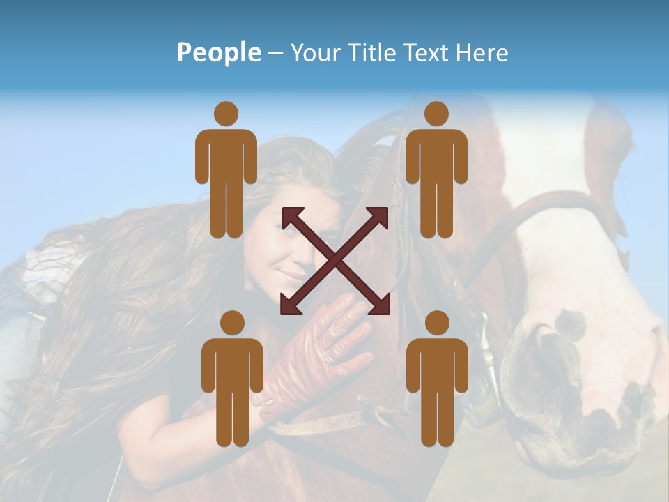 A Woman Is Posing Next To A Horse PowerPoint Template