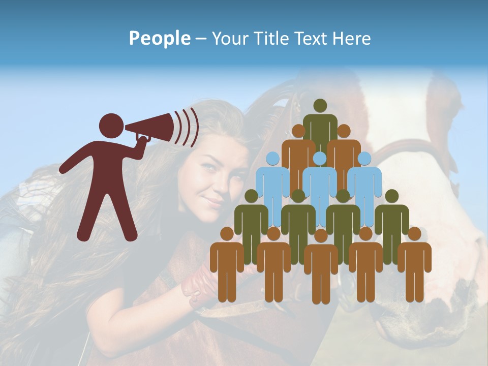 A Woman Is Posing Next To A Horse PowerPoint Template