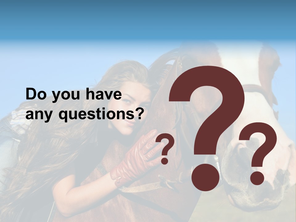 A Woman Is Posing Next To A Horse PowerPoint Template