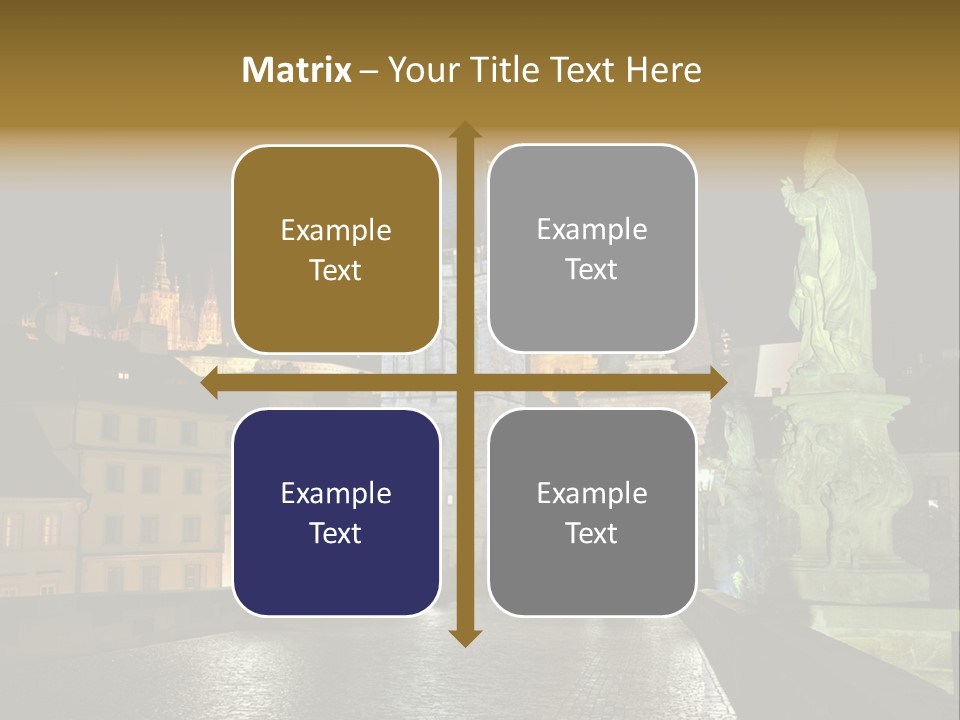 A Cityscape At Night With A Statue In The Foreground PowerPoint Template