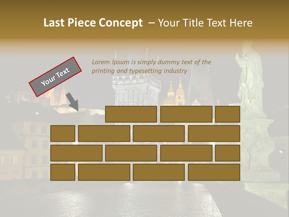 A Cityscape At Night With A Statue In The Foreground PowerPoint Template