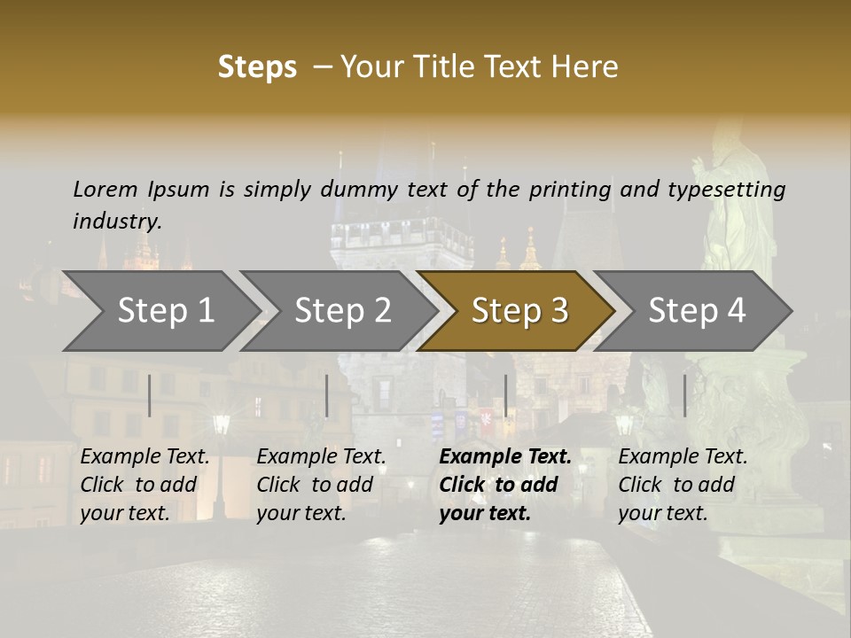 A Cityscape At Night With A Statue In The Foreground PowerPoint Template