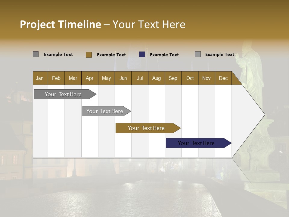 A Cityscape At Night With A Statue In The Foreground PowerPoint Template