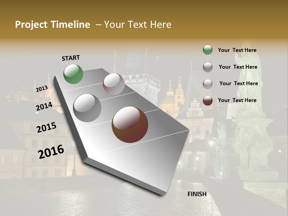 A Cityscape At Night With A Statue In The Foreground PowerPoint Template