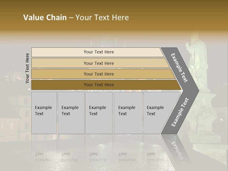 A Cityscape At Night With A Statue In The Foreground PowerPoint Template