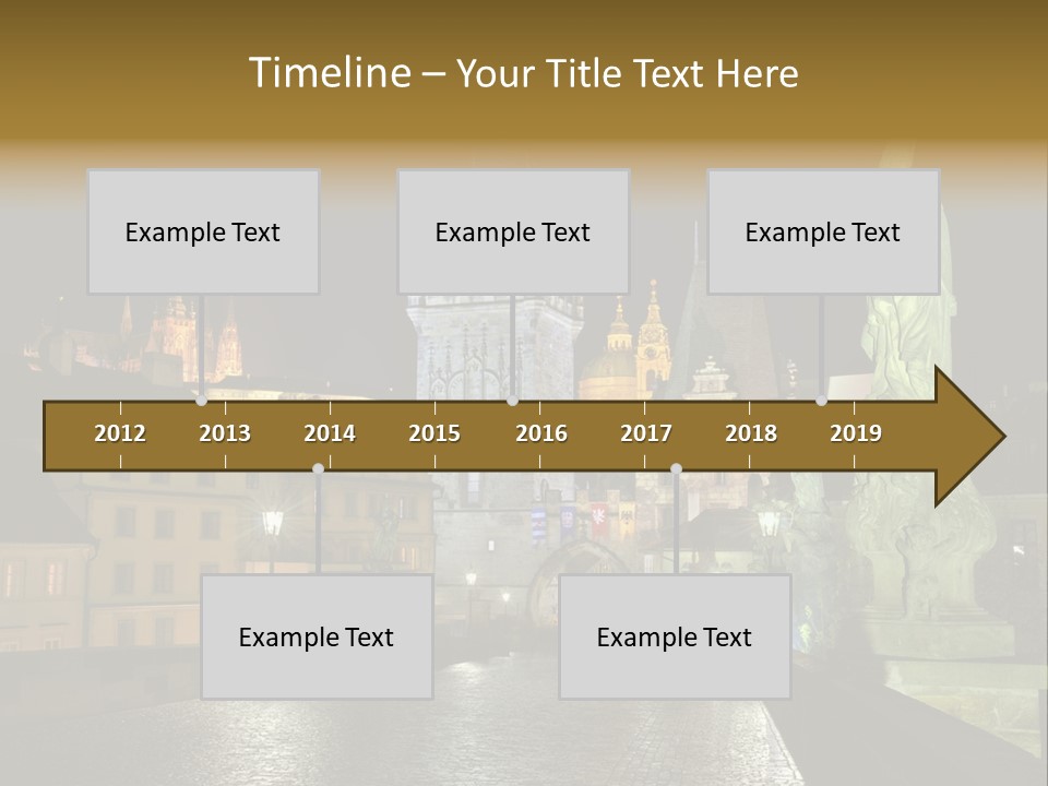 A Cityscape At Night With A Statue In The Foreground PowerPoint Template