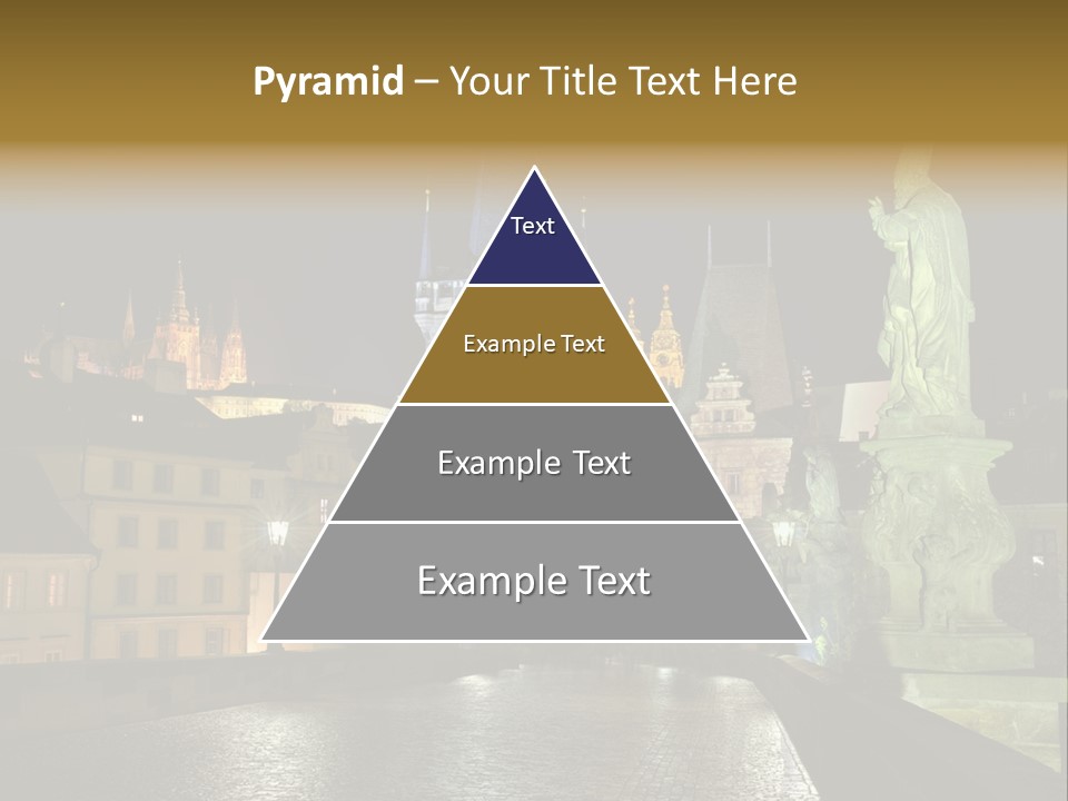 A Cityscape At Night With A Statue In The Foreground PowerPoint Template