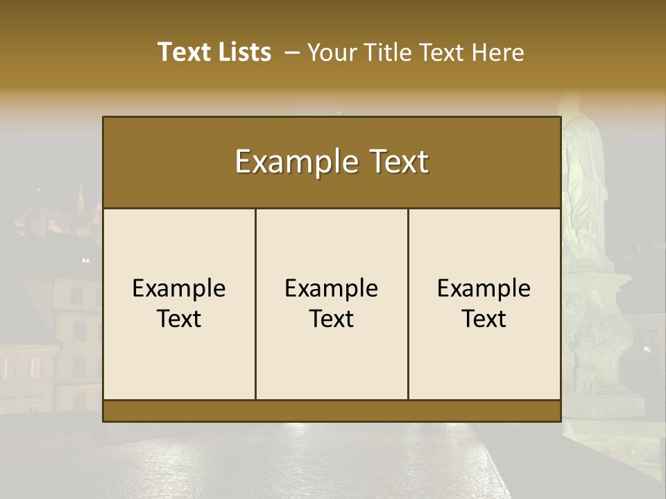 A Cityscape At Night With A Statue In The Foreground PowerPoint Template