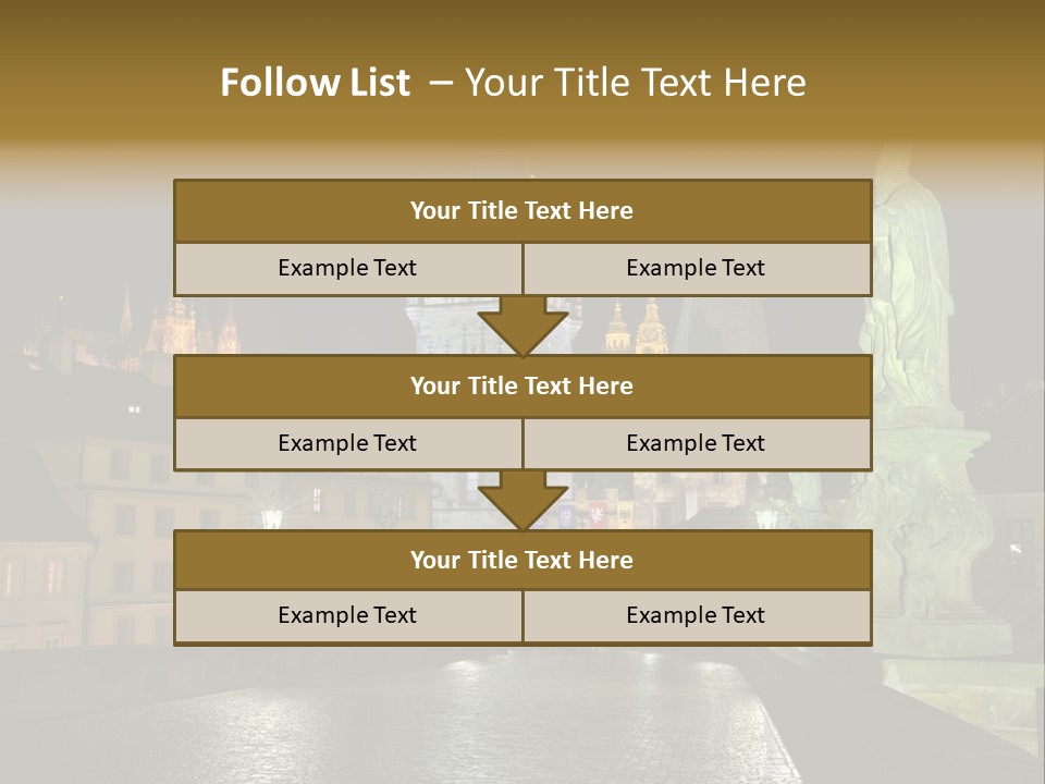 A Cityscape At Night With A Statue In The Foreground PowerPoint Template