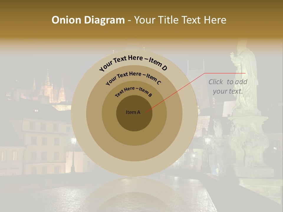 A Cityscape At Night With A Statue In The Foreground PowerPoint Template