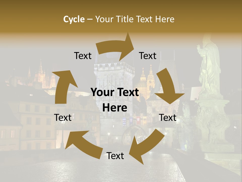 A Cityscape At Night With A Statue In The Foreground PowerPoint Template