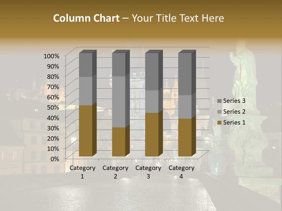 A Cityscape At Night With A Statue In The Foreground PowerPoint Template