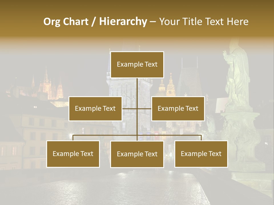 A Cityscape At Night With A Statue In The Foreground PowerPoint Template